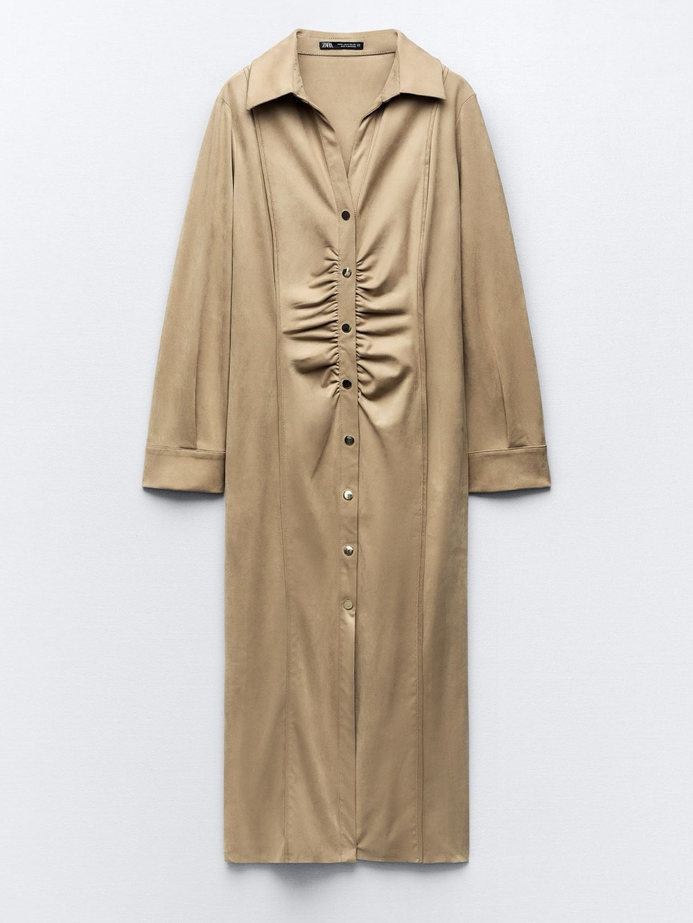 Zara Ruched Faux Suede Midi Dress